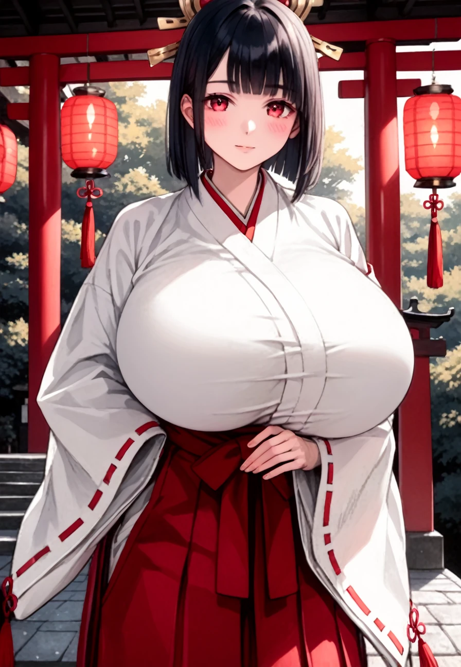score_9, score_8_up, score_7_up,source_anime,rating_questionable,anime screenshot,cowboy shot,aax,outdoors,deserted backstreets,in front of Massage Salon,(1girl,futanari,intersex,dick girl),contrapposto,looking at viewer,shinguji sakura, (highly detailed face:1.2),slender,(gigantic breasts,tremendously large breasts:1.3), black hair, hair ribbon, red bow, brown eyes, sidelocks, bangs, ponytail, japanese clothes, impossible clothes,exposed breasts,red hakama,pussy cutout,pubic tattoo, floral print sleeves, meiji uniform, purple sash, fingerless gloves, green obijime,cleavage,areola slip,(covering nipples:1.2),animal collar with chain,Cut in front of hakama,large penis,erection,small testicles,protruding penis,daze,(((drunk))),half-closed eyes,open mouth,let her own tongue hang loose,saliva,rim light,(spoken question mark:1.2),?,zPDXLxxx, best quality,absurdres,intricate details,official art,expressiveh,
