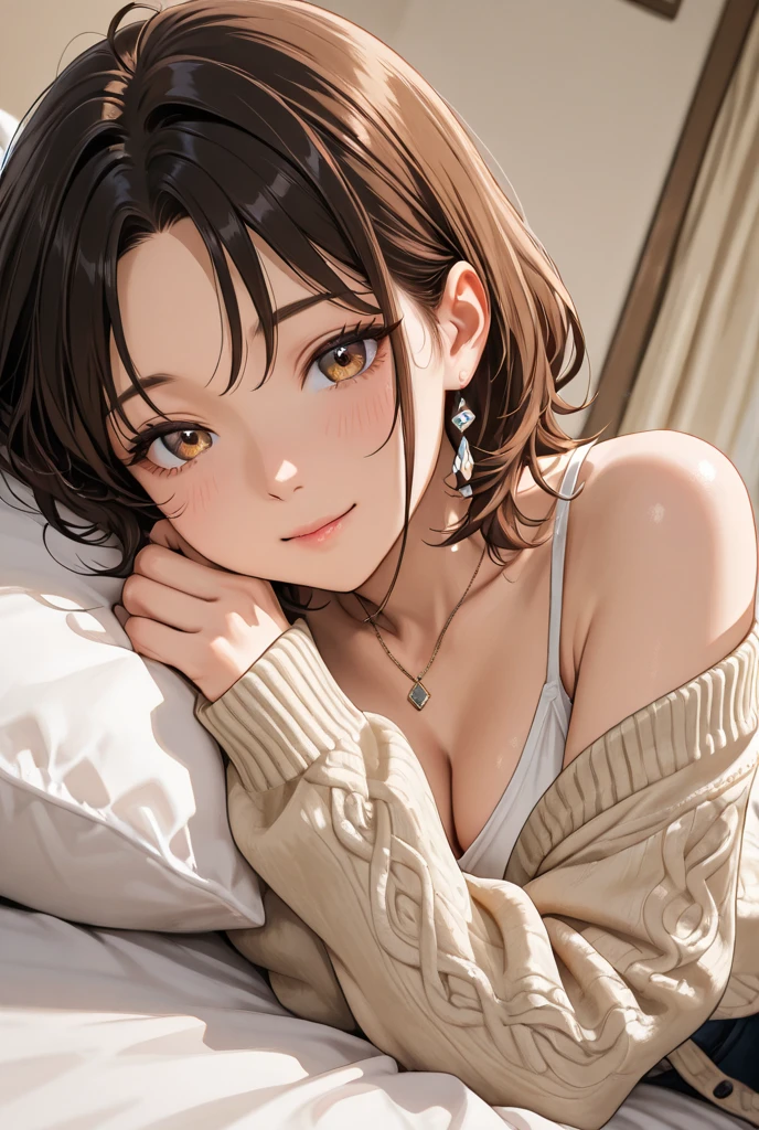 nsfw:1.5,((totally nude)),((vaginal hair:1.3)),having sex,(fellatio penis:1.5),draw only 2hands,1 faceless boy,having sex on bed,smiling,(masterpiece:1.3, top-quality, ultra high res, ultra detailed), (realistic, photorealistic:1.4), beautiful illustration, perfect lighting, natural lighting, colorful, depth of fields, nfsw,spread pussy,feeling organizm,japanese, mature woman, perfect face, cutel face, shiny skin,
hair between eyes, brown eyes, thighs, nipple hardening, sweaty, 
beautiful hair, beautiful face, beautiful detailed eyes, beautiful clavicle, beautiful body, beautiful chest, beautiful thigh, beautiful legs, beautiful fingers, 
necklace, hair ornament