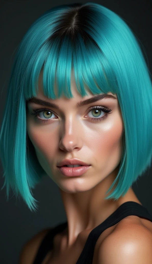 suce un gode, Realstic, femme cheveux roux, yeux vert, portrait,