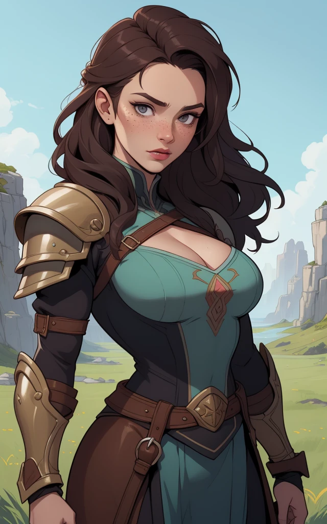 Personagem mulher estilo atompunk Fiona rainha Anna de Arendelle com marcas de guerras Imagem de desenho animado de uma mulher .Ilustra??o estilo desenho animado, estilo de arte dos desenhos animados, estilo de arte dos desenhos animados, digital illustration style, estilo atompunk design de personagens altamente detalhado, arte digital detalhada coragem, Forest fan art, Design de personagens de retrato, beautiful digital illustration, retrato de alta qualidade, Arte em quadrinhos, mulher jovem cabelo com transas lindas . Queen Anna of ArendelleBeautiful lined eyes Medium large bust and wonderful sexy clothes. image expression of sexual desire from waist to head illustration Queen Anne of Arendelle atompunk style Fallout 4 style pose playboy magazine