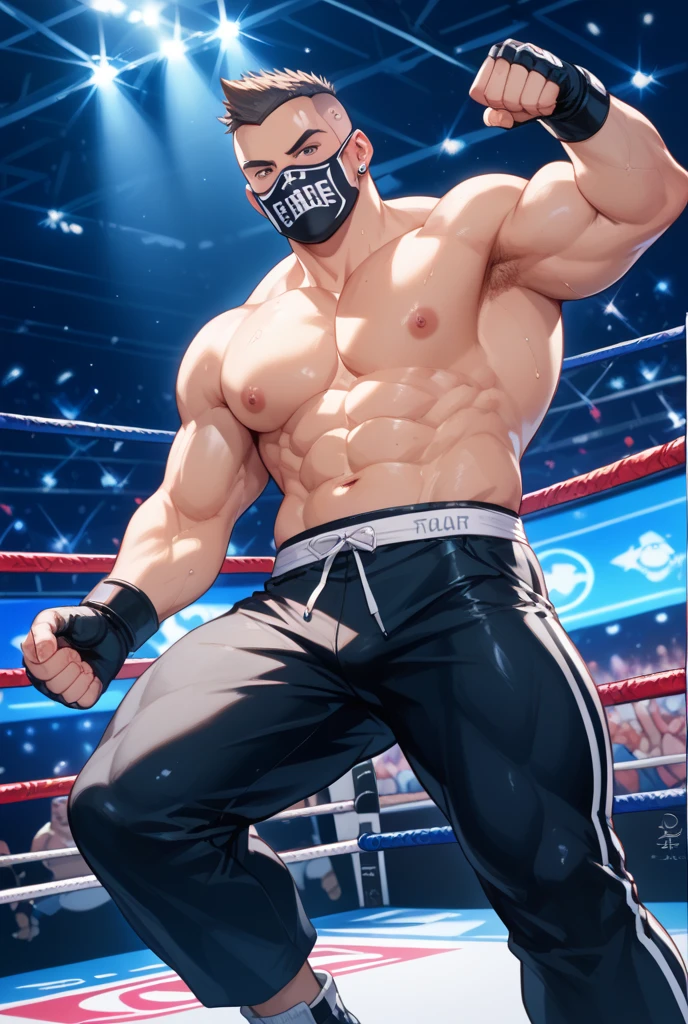 8k, super alta resolucion, obra maestra, (((un gato))), gato humanizado, ((((gato en traje lucha libre)))), ring de lucha, gato luchador, enmascarado, rostro definido, epic, cuerpo definido, traje detallado, garras de gato, piel de gato, pelos definidos, enfocado, luz brillante