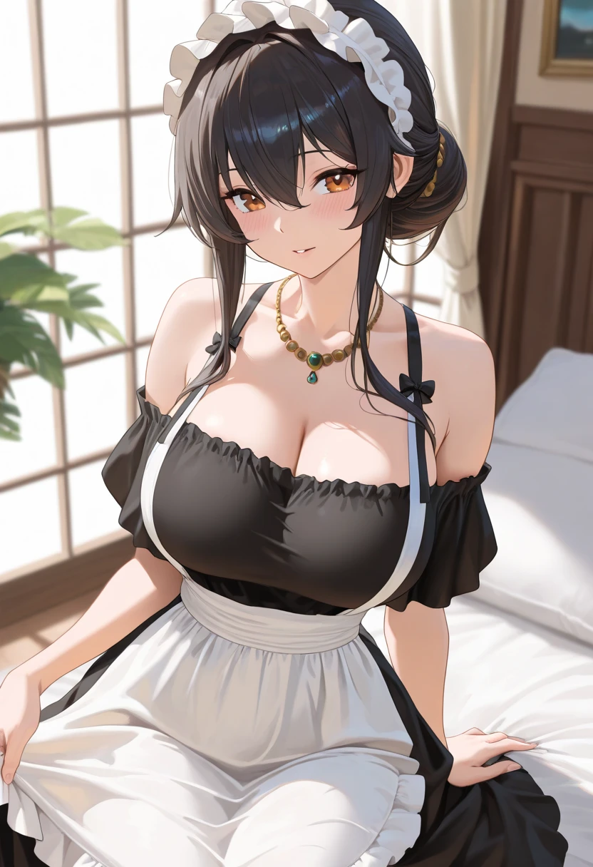 masterpiece, best quality, ultra high res, (front view:1.5),(looking at camera:1.6),(beautiful eyes focus:1.6),(ideal ratio body proportions:1.5),( Perfect body skinny beauty: 1.6),(ultra beautiful detailed big eye:1.5), (embarrassed,red blush:1.5),beautiful detailed hair , beautiful detailed face, perfect feminine face, twintails hair, silver hair, (naked apron:1.6),(coverd nipples:0.8),(sagging breasts,big breasts:1.3), (huge cleavage:1.5),(open mouth:1.3),art by sakimichan, george kamitani, akira yasuda,Raita,(temptation pose:1.5),(love me tender:1.6),