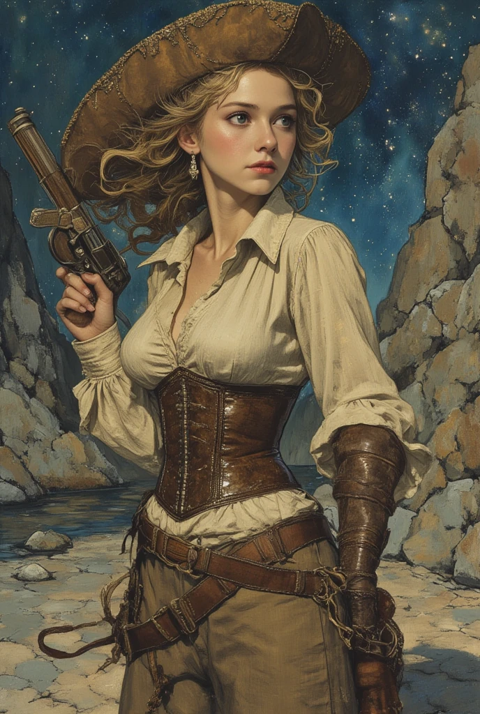 oil painted art originating from 1940s sword and planet fantasy book cover