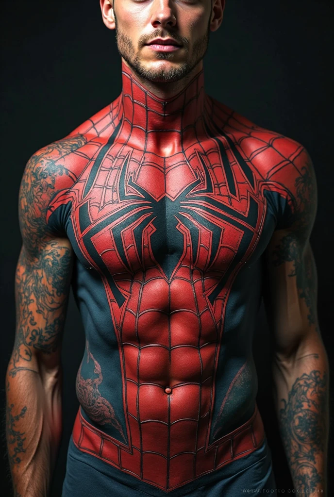 In the alluring picture is a handsome Korean man 3 with his white and bright skin like a hero, the background is in a warehouse and bold, his charm radiates as he proudly shows off his six-pack abs and muscular arms in a fully standing pose. He is wearing sexy spider-patterned underwear and also uses spider-patterned gloves and socks, which highlight his body shape, He stands in the middle of a giant spider web of his own creation, he takes out his cock and shakes it while his sperm flows out, He smiles with pleasure and lust, surrounded by a large spider web behind him, Bathed in the golden light of a beautiful day. With unmatched attention to detail., This photorealistic portrait combines Superhero style., Capture every detail of his textured skin in 8k resolution. Leica digital SLR camera. His features are clearly visible., From his deep-set eagle-like eyes to his sculpted jaw., Make this picture a true masterpiece.. Lift. (8K UHD、RAW Photography、Leica Digital SLR Photorealistic Portraits、Realistic images), large protrusion