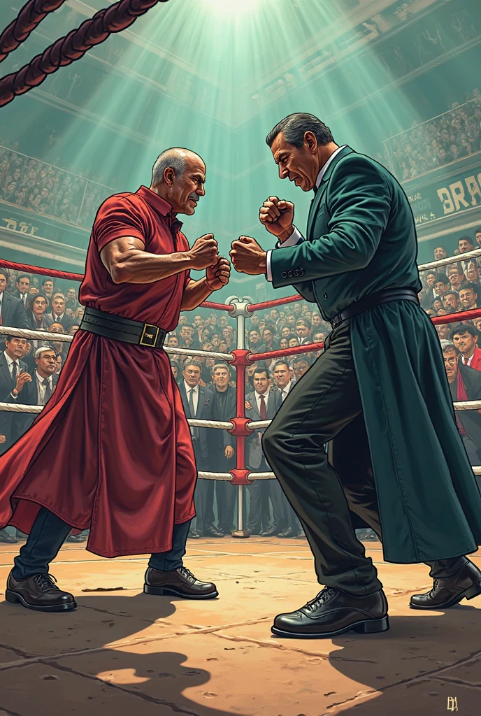 Jesus takes the place of the coach in a boxing match