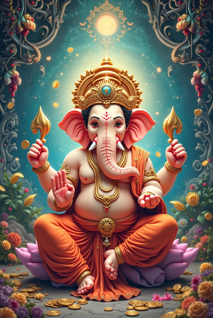 Kerala Mural Ganesha Painting 3: This style is characterized by intricate details and vibrant colors, typical of traditional Kerala murals.