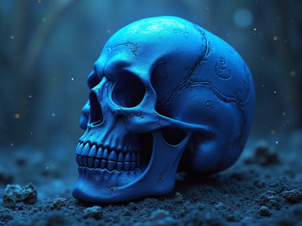 Blue skulls drawing