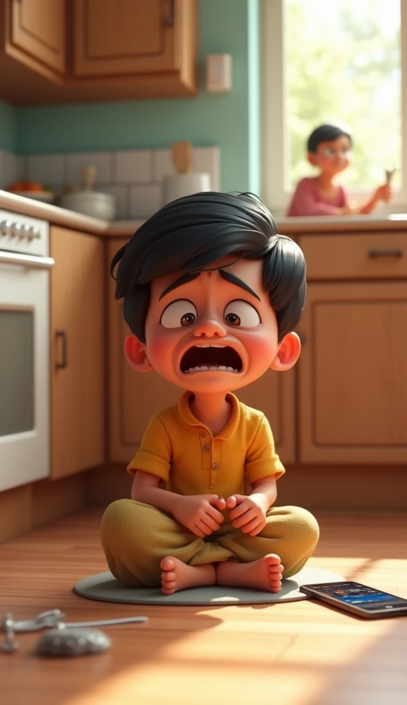 A boy who was hit in the balls
