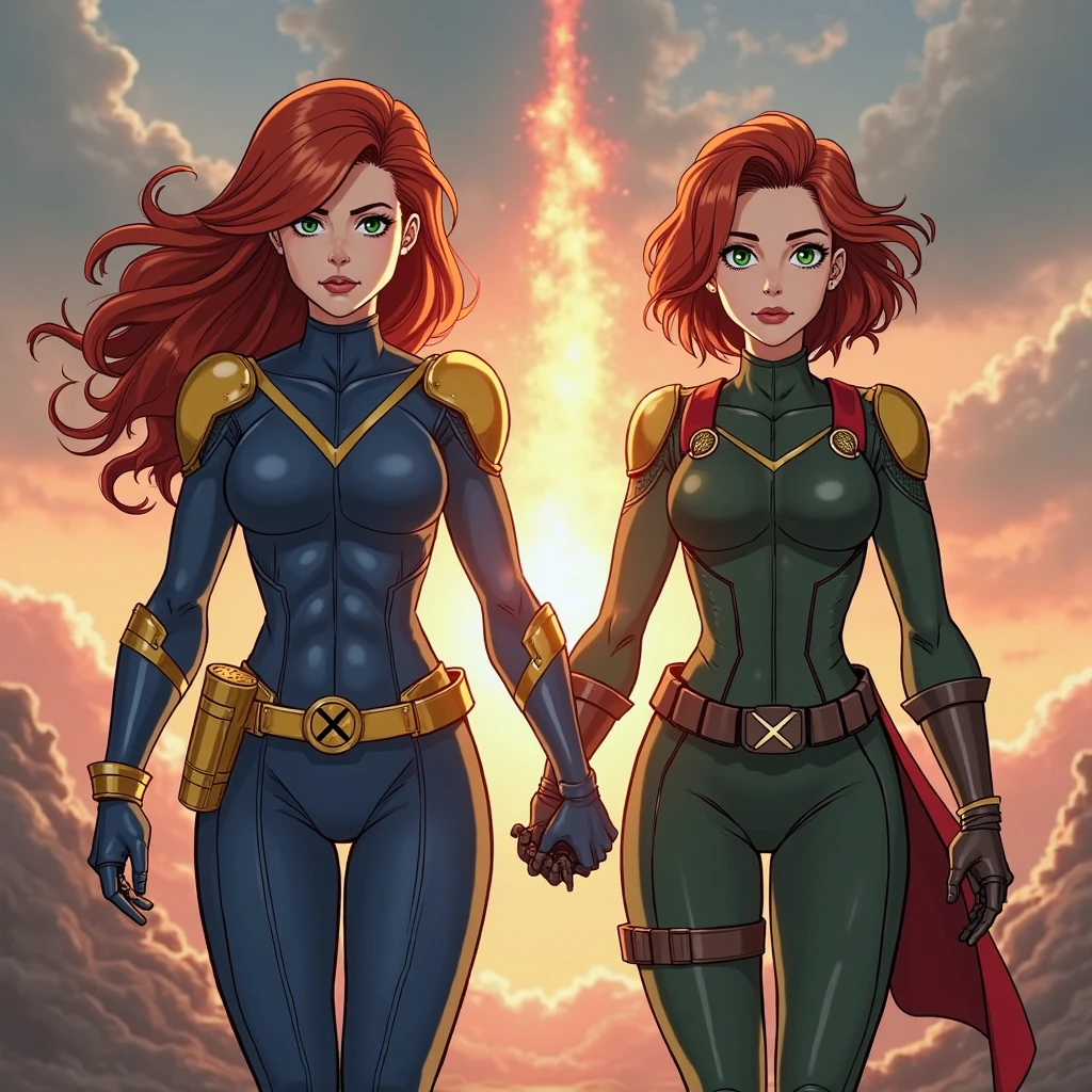 Photorealistic, Ultra realistic, 16k, high quality, cinematic lights, dream atmosphere, dream aesthetic, 1girl, red-scarlet hair, (realistic silky hair), StarfireDC, glowing green eyes (shining), long flowing hair(red), tanned skin illuminated, realistic textured skin, realistic shading, glowing eyes tan skin, cleavage, large natural breasts, (purple crop top:1.2), bare shoulders, midriff, purple miniskirt, purple thighhighs, realistic textures, belt, 16k resolution, detailed face and eyes, muscular female body, strong arms, lean belly, strong hips, muscular thighs, thick legs, full body, realistic, flying through the air, glowing balls of energy in her hands, style-paintmagic, different positions at different types of angles.