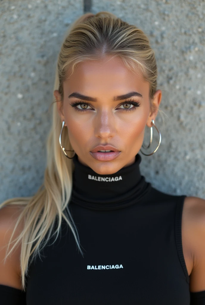 bimbo, sexy body, lustful face, detailed face, Coxville Stories, 18 years, platform boots, perfect fake, round artificial breasts, latex, NECKLACE, baseball cap, Very tanned skin, униформа из latexа, vulgar uniform, Send pose