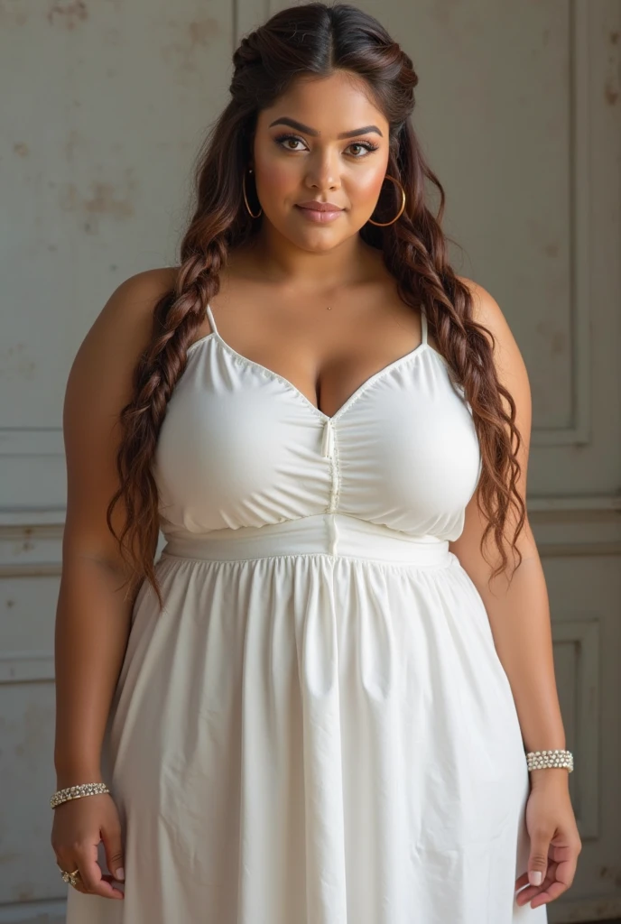 PRETTY CHUBBY GIRL IN WHITE DRESS