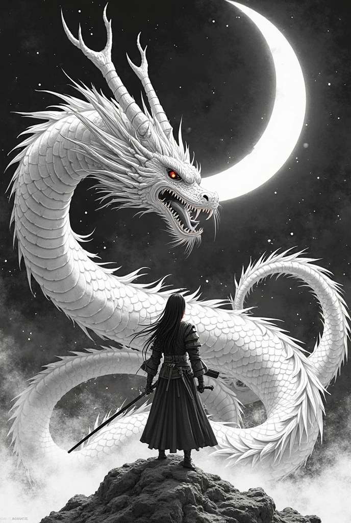 (Highest quality,8K,Super detailed,Surreal:1.2),Chinese landscape,Taoist priest standing in front of a giant golden dragon,Reach out,Disheveled long hair,Shining special effects,Surreal,Chinese black and white ink painting,silver shine,Calm colors,Dirty makeup,Ink painting,Very detailed,High resolution,Physically Based Rendering