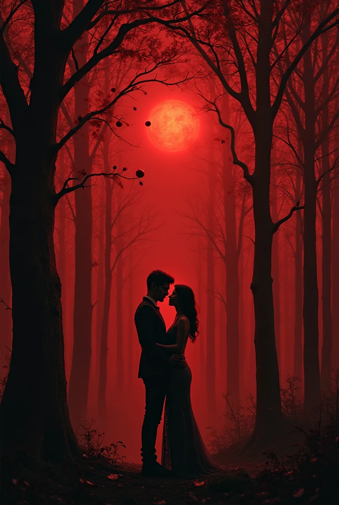 book cover "The shadows of a forbidden love"
Let them be two silhouettes, one with their backs to the other. One looking at the horizon and the other at the ground or the sky.