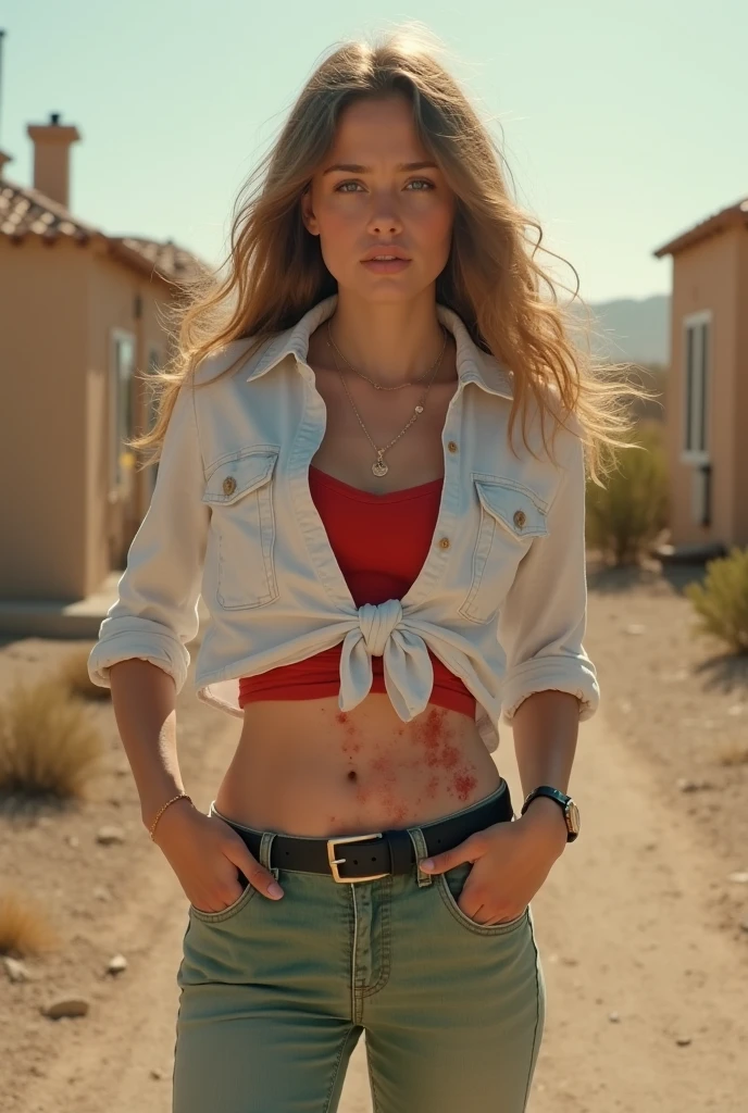 singer Taylor swift(age 30), she is dressed as a trailer park queen in daisy dukes and a revealing crop top, she is working a street corner waiting to get a John, she looks like a tweaker,