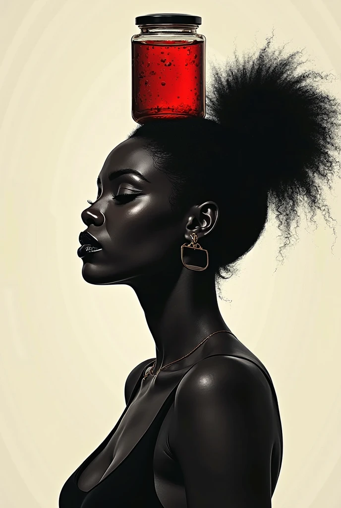 Side angle shot of black woman sitting model pose in a room full of abstract shapes of circles, triangles and squares, with a red sphere in the background, black and white picture with only the red sphere in colour, ultra HD, cinematic lighting, 32k 