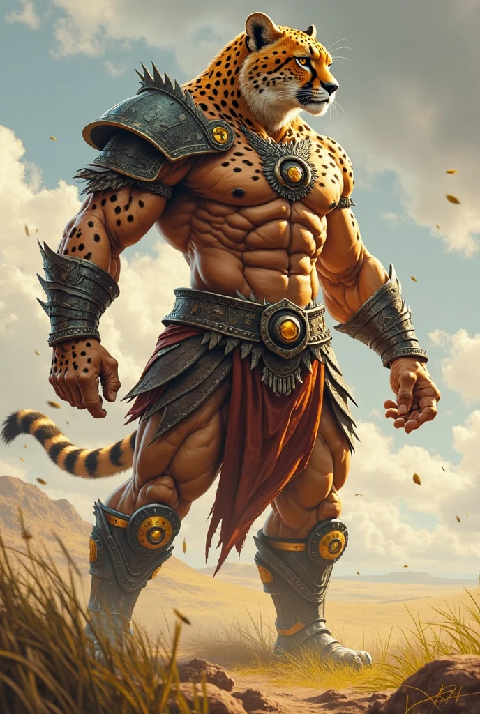 sweating a lot,muscular,Topless,Houses in the Stone Age,hairy,personification,chest hair,Serious face(scars in the face) Mature (blue eyes)Huge muscle ripped abs wild, Tribal ambitious tiger holding bow and arrow