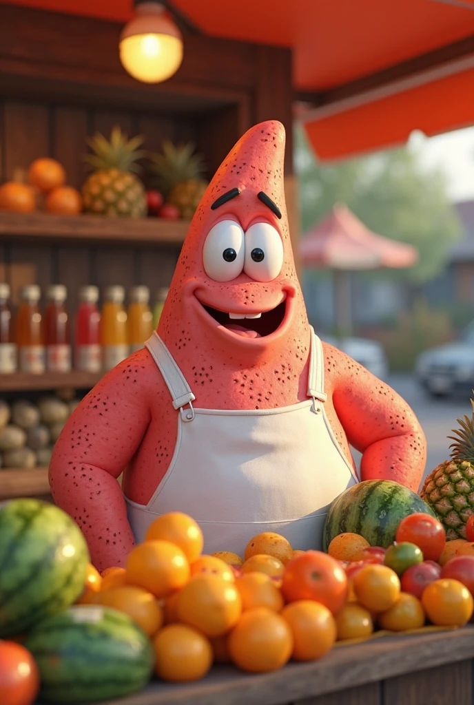 wacky ukj character standing in walmart, waiting in line, large black pupils <lora:PATRICK_sdxl_ukj_E5:1>