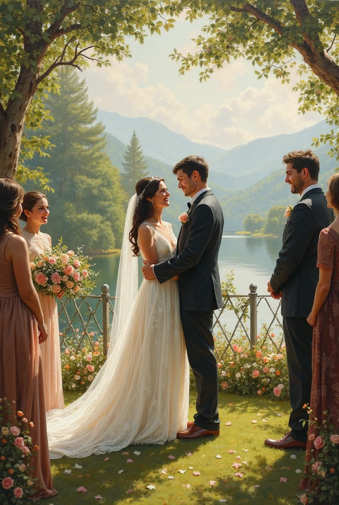 25 YEAR OLD MAN AND PREGNANT WIFE, FAMILY, LOVE, ROMANCE, ROMANTIC, FLOWERS, NATURE, TREES, 8K, detailed matte painting, deep color, fantastical, intricate detail, splash screen, complementary colors, fantasy concept art, 8k resolution trending on Artstation Unreal Engine 5", 8K, CAUCASIAN, BLUE EYES, Italy