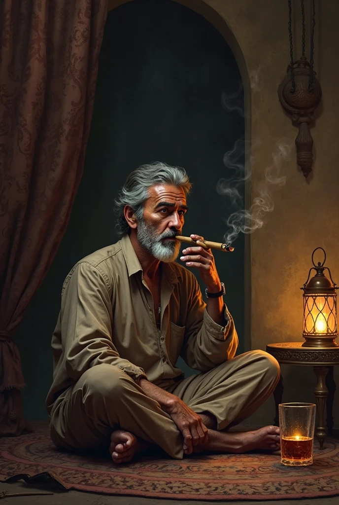 Super detailed cinematic hyperrealistic image of a man smoking a pipe in a kitchen, [perfect hands] Directed by: Jerry Pinkney, Directed by: Stan Stokes, Directed by: Charles Alston, Directed by: Harrington Mann, Arte de Pedro Bell, por Cor Melchers, por James Sessions, pintor americano, Directed by: Harold Sandys Williamson, Directed by: Ernest Morgan, Directed by: James Gurney, inspirado em James Sessions, pintor americano, Directed by: Santiago Martinez Delgado
