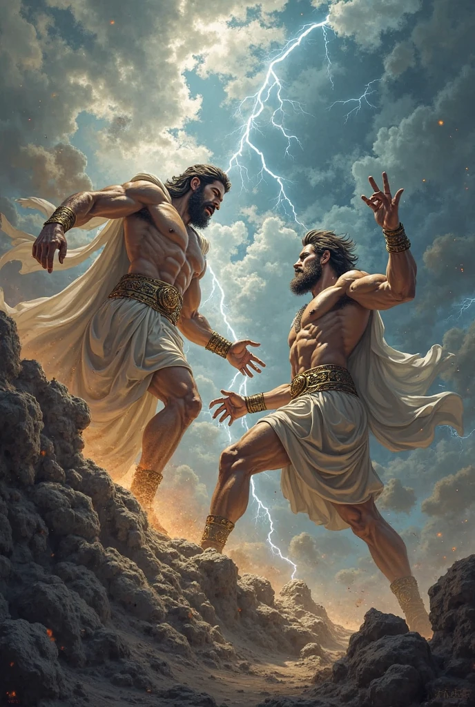 A cool battle between the villain Zeus and the hero Hercules that will give you goosebumps