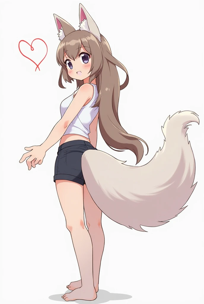 masterpiece,best quality,(sitting on the fence),yellow eyes,smiles,(bare feet:1.2, tanned skin:1.2),legs spread,1girl,athletic body,intricate,hdr,((cameltoe)),small fox ears,brown long hair,fox tail,<lora:GoodHands-beta2:1>,