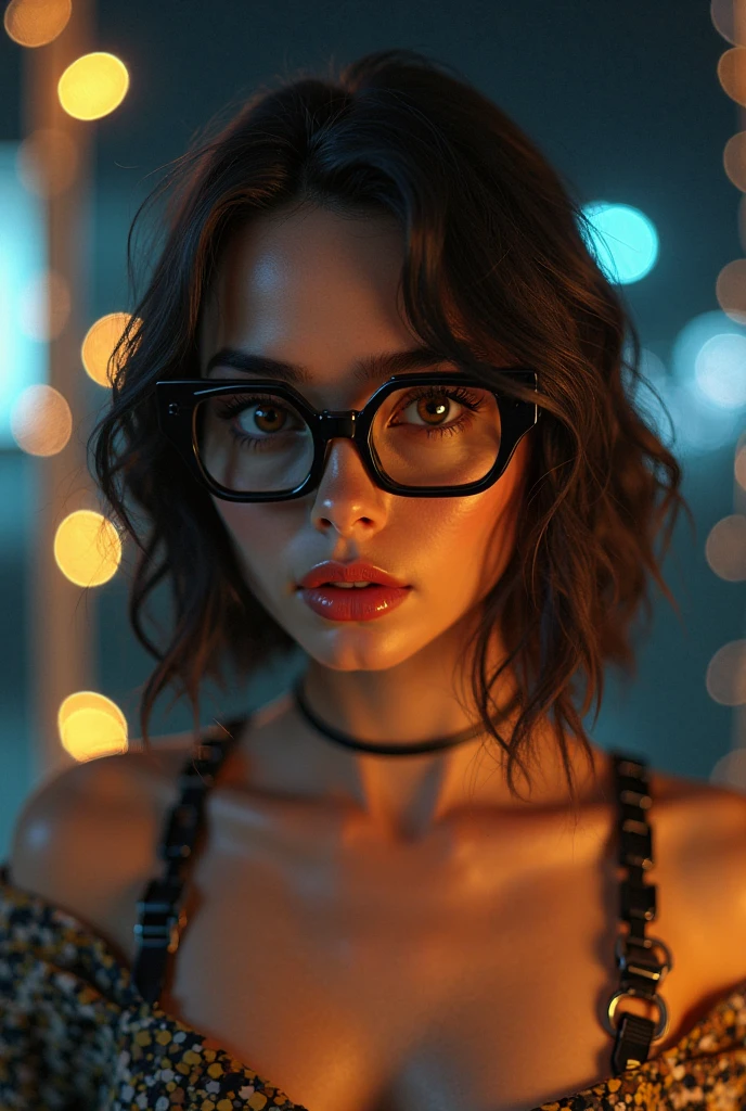 a beautiful 50-year-old woman, fat and beauty body,
light brunette, close-up, girl next door, baggy clothes, makeup, lips, glasses, night, messy hair, film grain, retro, Porta 160 color, shot on ARRI ALEXA 65, sharp focus on subject, Fujifilm XT-3High Resolution, Blonde Hair, Breasts, Large breasts,