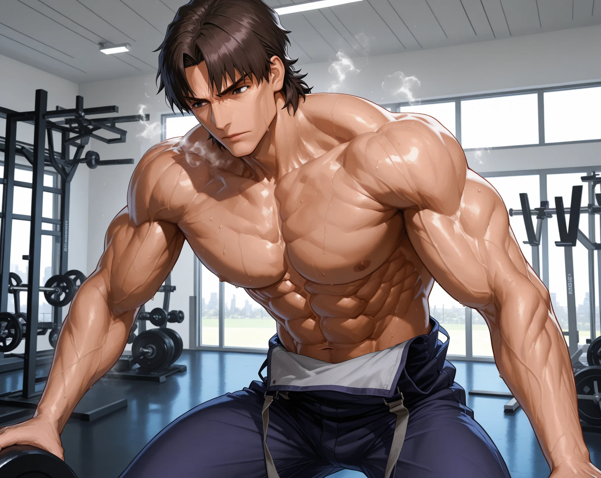 A huge black with a muscled toned body --auto