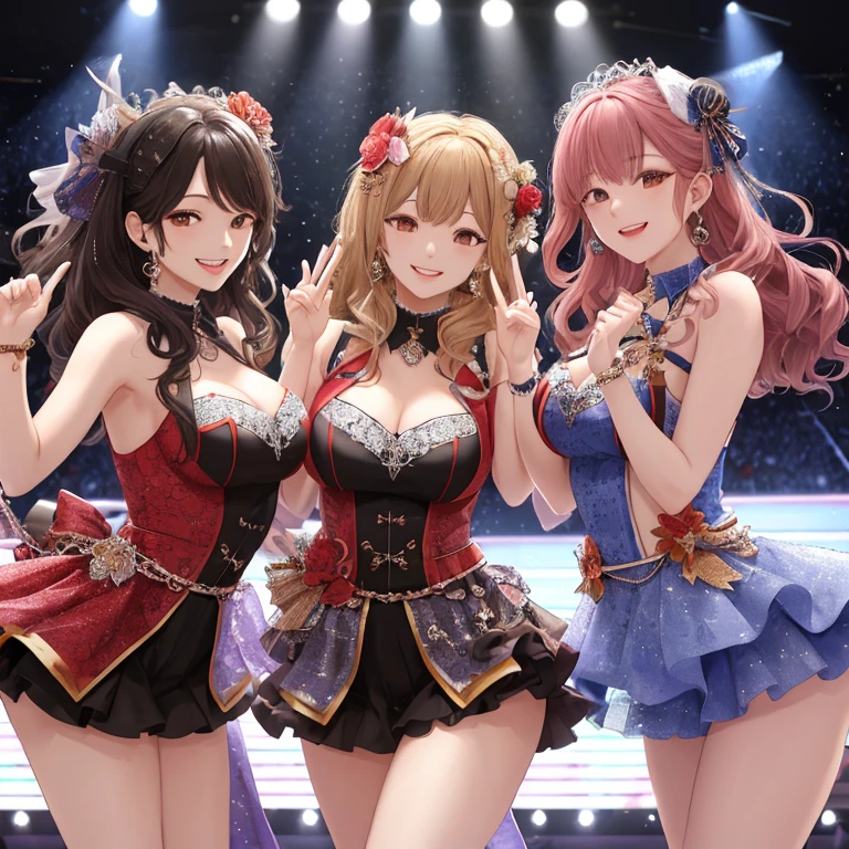 animesque、a beauty girl、karaoke、With friends、Enthusiasm、Brown hair、Black eyes glow、A smile、Bun hair