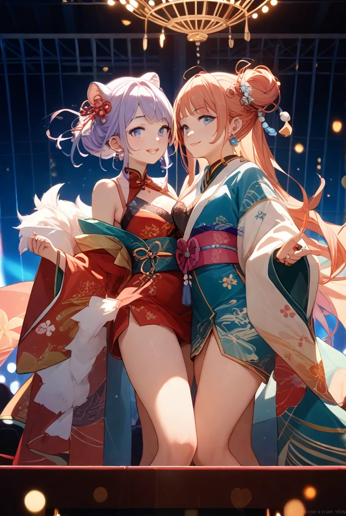 a close up of a group of anime characters standing next to each other, onmyoji, anime of friend of wisdom, sengoku era, anime in fantasy style, nixeu and sakimichan, koyoharu gotouge, mizutsune, beautiful fantasy anime, shuushuu anime image, sengoku - era art style, from three kingdoms