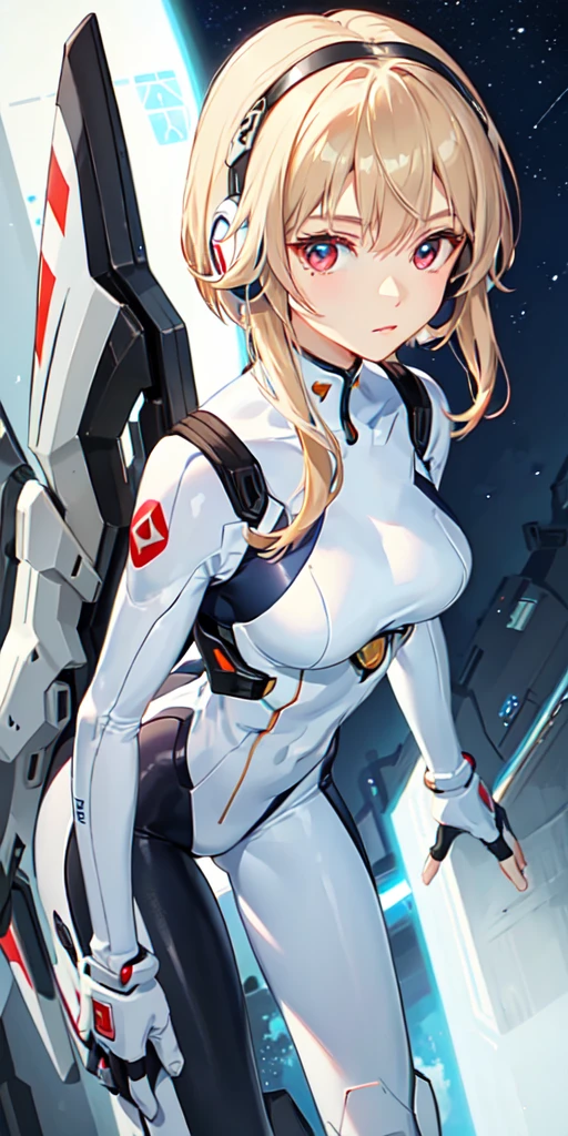 masterpiece, best quality, high resolution,
1girl, solo, white bodysuit, long hair, plugsuit, breasts, bodysuit, looking at viewer, pilot suit, medium breasts, floating hair, white background, floral background, closed mouth, cosplay, feet out of frame