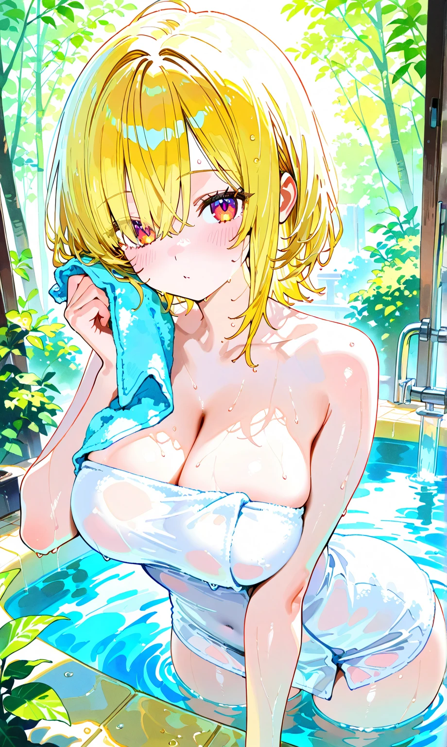 masterpiece, highest quality, (anime screencap:1),(shape), cute,(simple:1), (anime:1.2),Solo Sharp Focus, 1 girl, ,looking at the viewer, Japan,onsen,(nude:1.3ompletely naked,(NSFW:big breasts:1.1),9;thighs:1), (liar:1.2),,twintail hair,puffy eyes,hot spring,in thening,Beautiful bust,