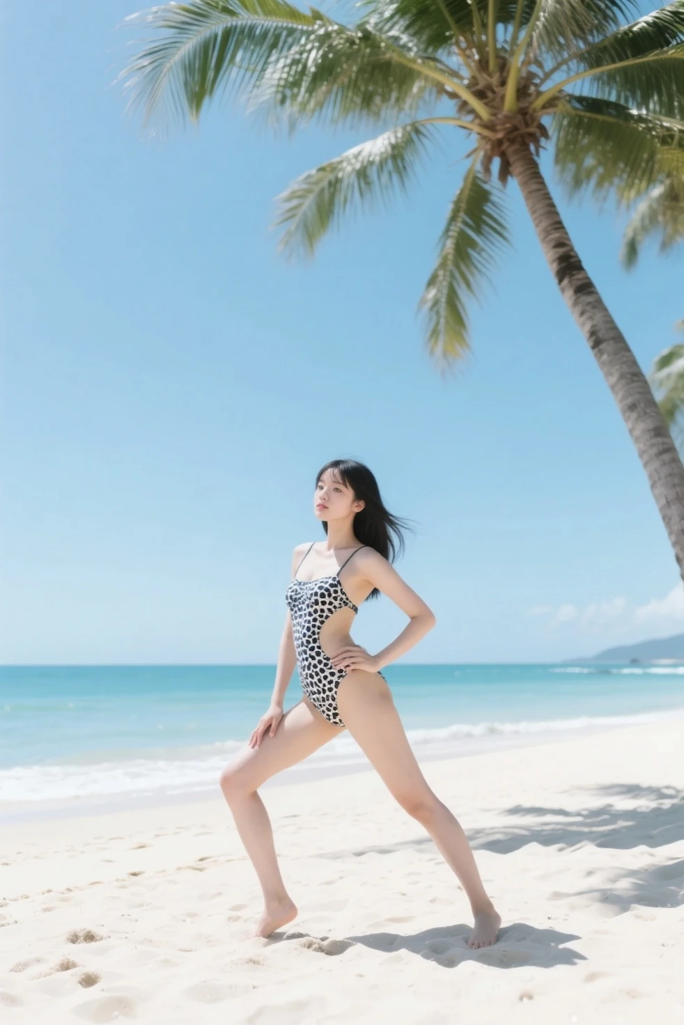 (((barefoot young slender beautiful  Japanese girls on mud beach))), natural front lighting, ultra sharp focus,braided long twin-tail hair, (((light pale white skin color))),blue large eyes with long eyelashes and double eyelids, dynamic angle,red lip,smile, 5girls, ((waving arms)), ((huge breasts)), (full body shot:2), (((wearing USA-flag-printed high-leg  swimsuit))), (beautiful face:2),(((beautiful)))