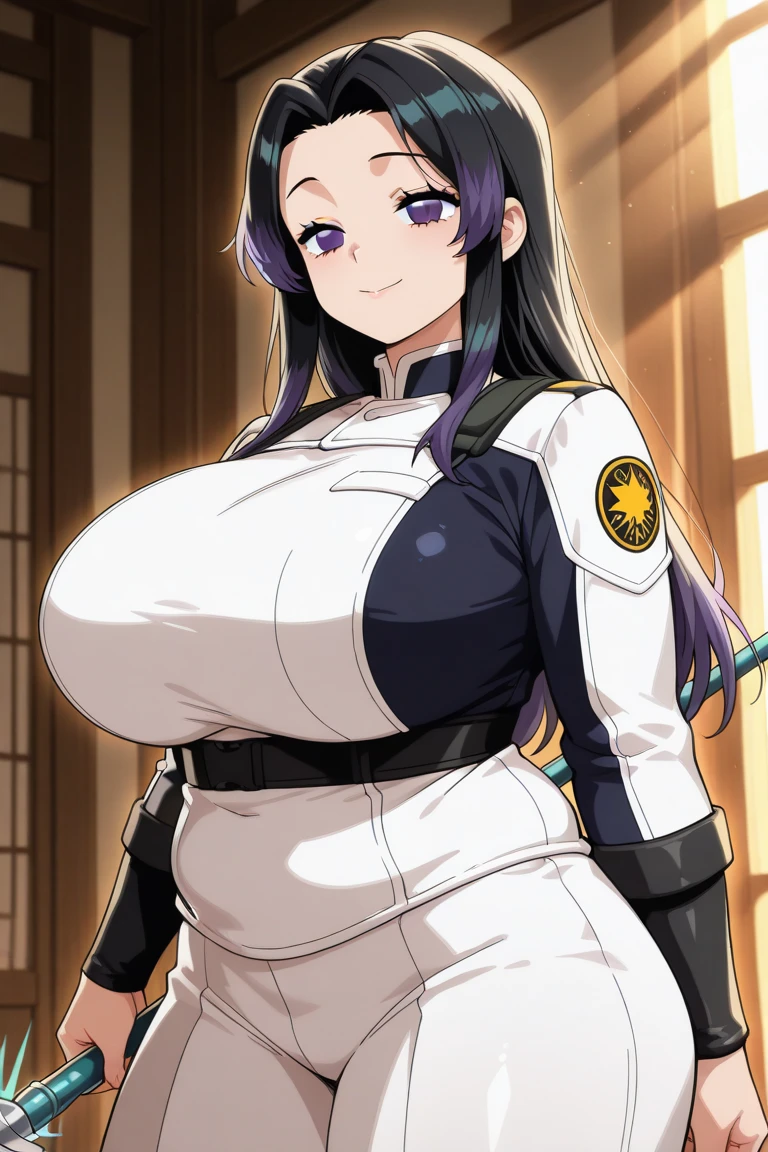 Good quality, details, 2D, black background, mature hinata hyuuga, big breasts, sexy nurse, blush, long hair, white eyes, based in naruto shippuden art style