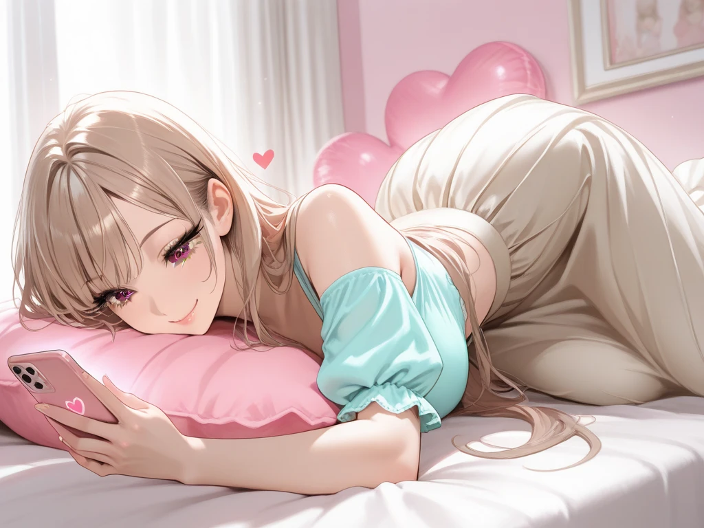(A cute wearing l(Lovely lace:1.1)拥have美丽精致的眼睛和甜美的微笑,(colorful)Playfully peeking under skirts,(Comfortable and well-lit bedroom)comfortable bed。The room is full(Soft natural light),It creates a warm and inviting atmosphere。Emphasize loli;butt,Add a touch of sexiness to the scene。(bedroom)具have(Girly and elegant)aesthetics,have(muted pastels)and exquisite decoration。(side view)Angle allows us to appreciate Loli'e and innocent expression's face,还have她在床上的可爱姿势。
