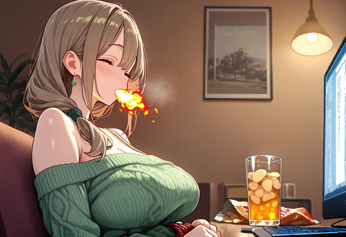 Runny nose and drooling、eating meat、Punch your stomach with all your might、A high school girl who has consumed a lot of whiskey and meat and has a bloated belly is smiling and dripping with snot as she gets sexually excited.
