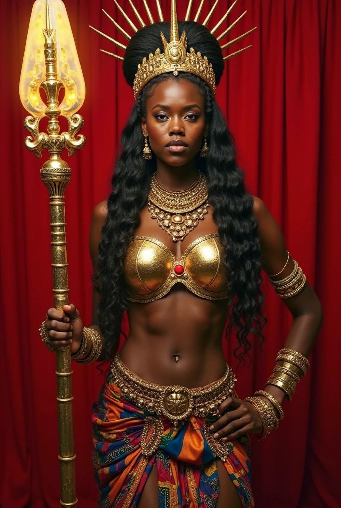 A fascinating 3D illustration of a captivating Tuareg-style elf, combining photography and digital art. The seductive elf's dark hair flows gracefully over her shoulders and she sports a striking two-piece suit adorned with intricate gold details. Her dark skin accentuates the vibrant outfit, reflecting a captivating variety of reflections. The elf is depicted in a series of dynamic and enticing poses, with her sensual waistband movements and belly dancing hands captured fluidly. The background features a Tuareg-inspired Arabian tent, enveloped in light effects that create a powerful sense of depth and atmosphere. The interplay of warm light on the elf's figure contrasts with the illuminated areas of her silky skin, bringing the vibrant cinematic illustration to life.