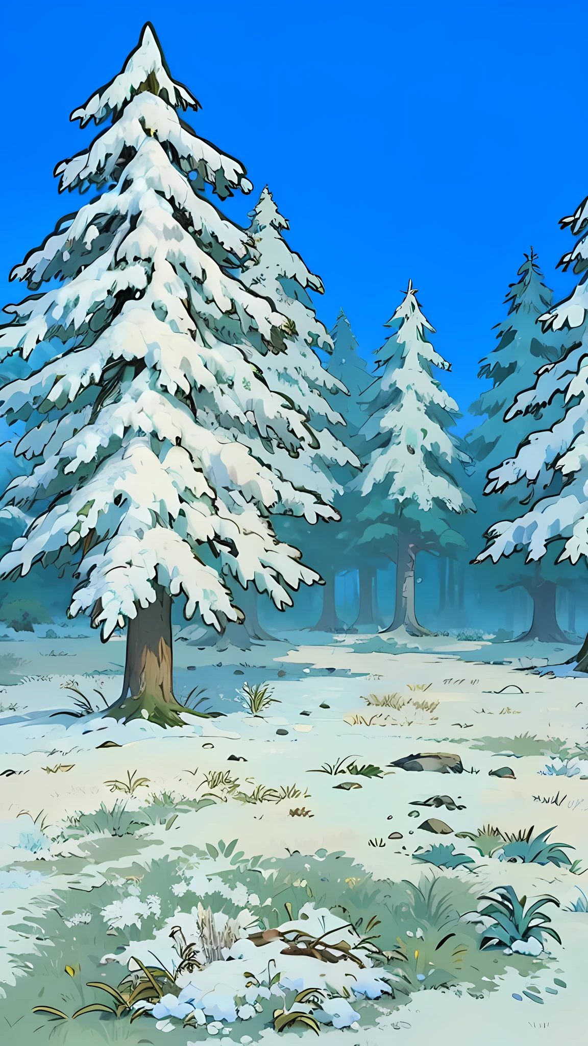 A snowy forest setting