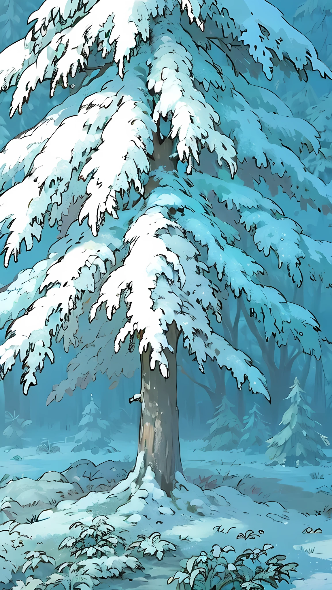 A snowy forest setting