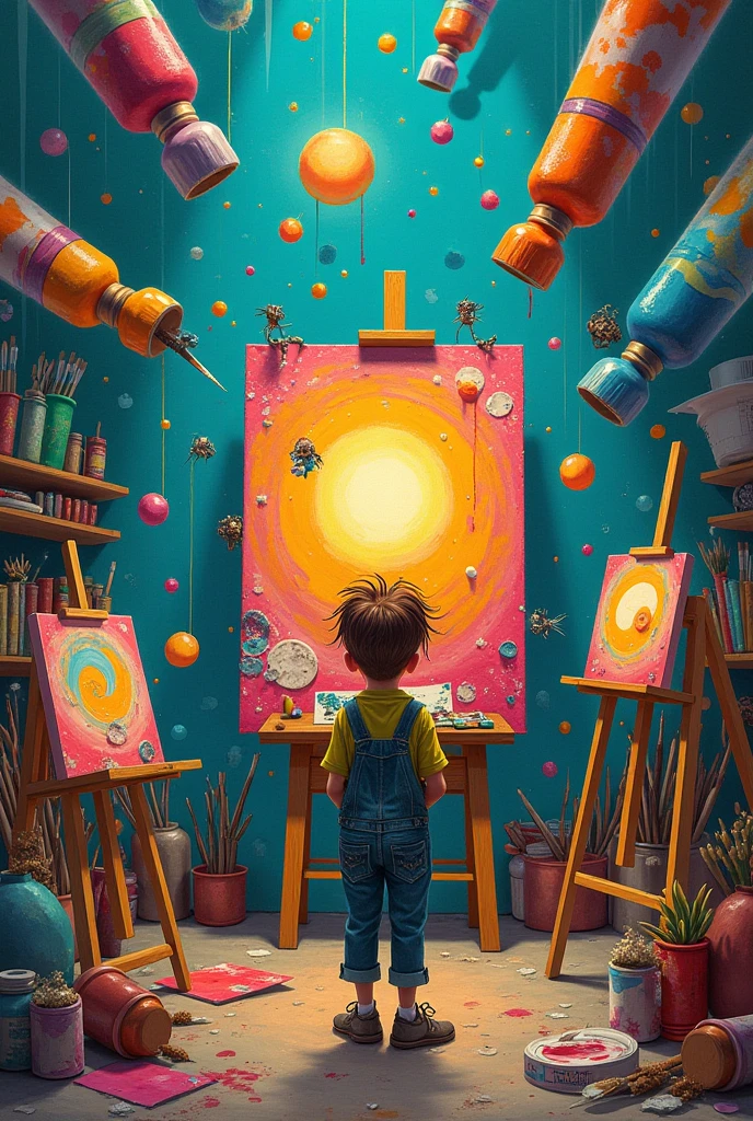 A KIDS, classroom, fantasy, psychedelic feeling, The wide view captures, colorful color matching, Maxon Cinema 4D, Luminism, cinematic lighting, retina, textured skin, anatomically correct, best quality, award winning