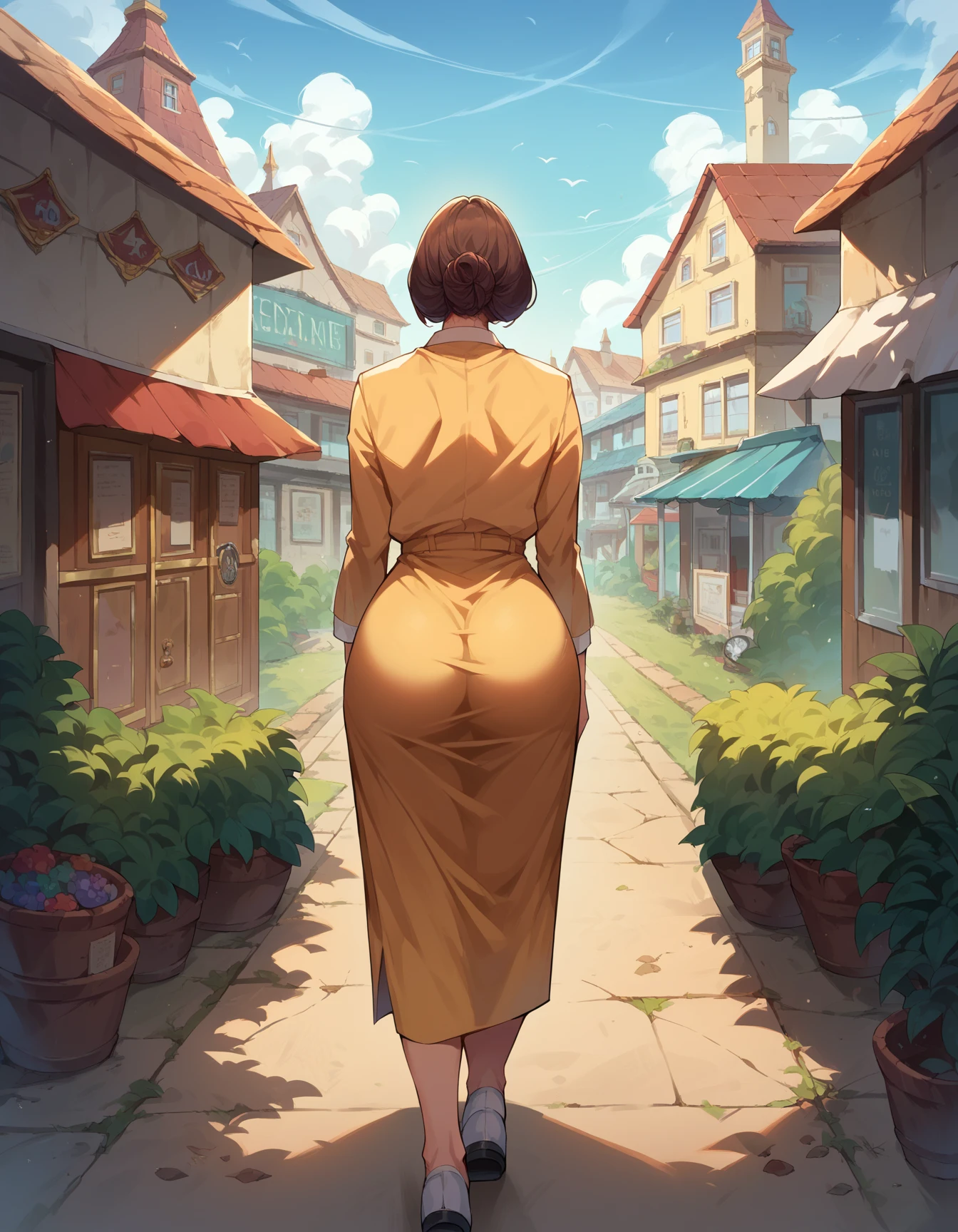 1girl, naked girl walking in public