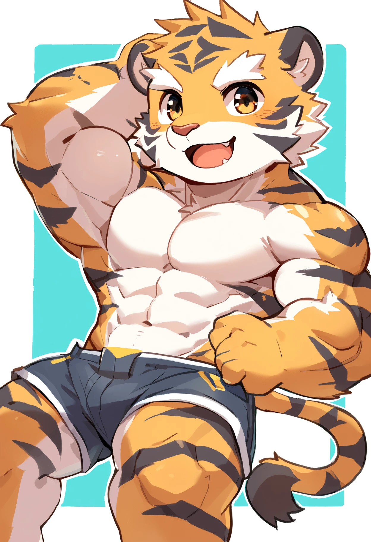 tiger，serious，the strong，Plush body，Fluffy tail（best quality）（Black scar）