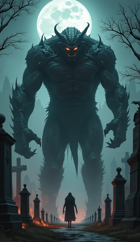 Hooded killer beastman on top of a house