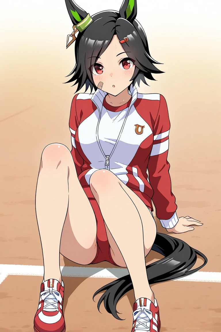 (masterpiece), best quality, expressive eyes, perfect face, a man get transformed into a MILF, solo, surpriced, blushed, black hair, long hair, red baseball cap, brown eyes, (full body), ecchi, nsfw
