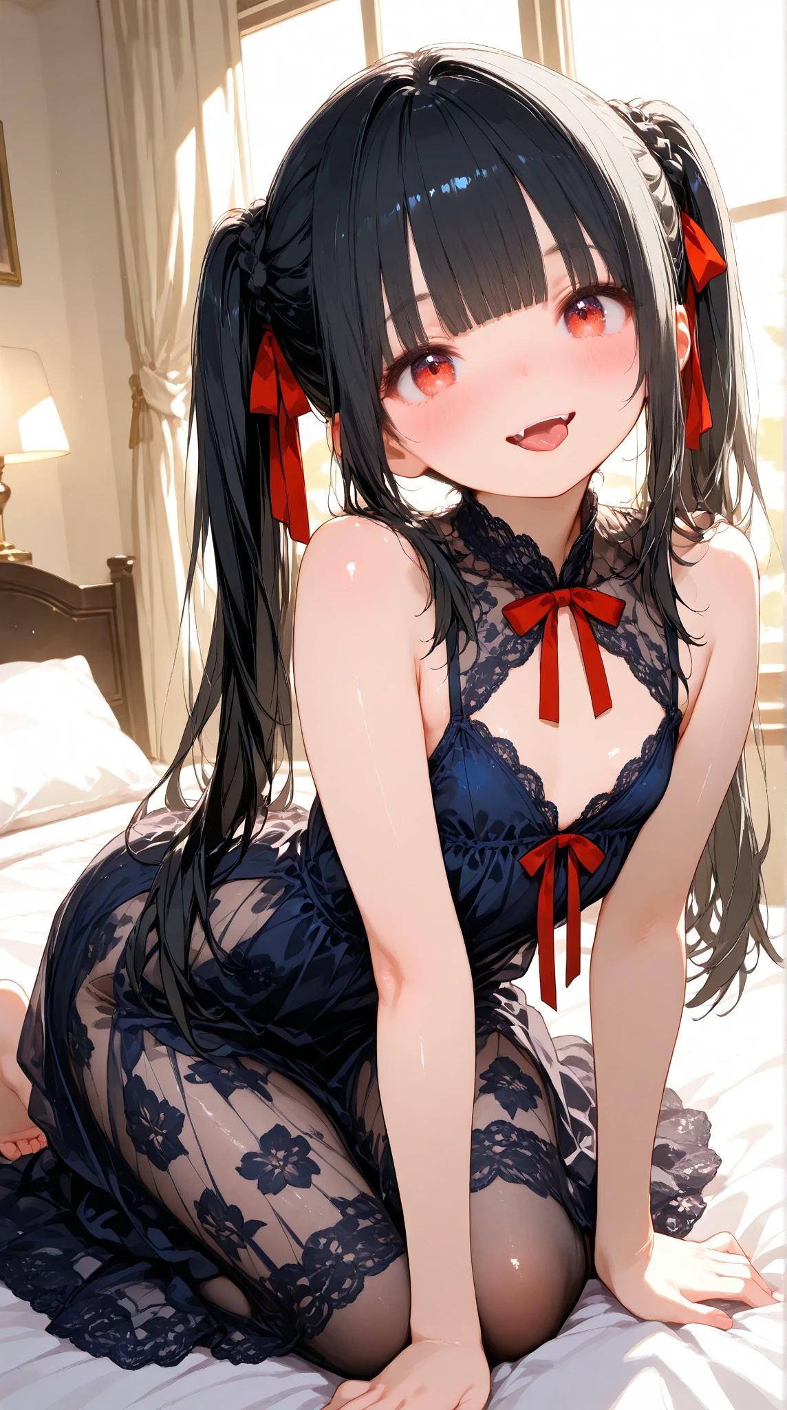 (best aesthetic,best quality,ultra high res,insanely detailed,exquisite,absolutely resolution,explicit),BREAK,(((perfect anatomy,perfect proportion,artstation female body))),BREAK,(detailed beautiful jewely catchlight gradient slant eyes),ligne claire,gleaming skin,super detailed skin,BREAK,nsfw,horny presenting,fall into pleasure,orgasm,looking at viewer,BREAK,(beautiful toddler gal,loli),prostitute,BREAK,small baby face,childish and super cute,((((blush)))),BREAK,Bishojo,ultra cute,Kawaii,BREAK,low body size,short stature,slender,BREAK,(((((yamikawa kei))))),BREAK,(black and purple ((streaked hair))),(((((double bun long twintails hair))))),BREAK,((shiny glossy metaric beautiful hair,gradient hair)),BREAK,((flat chest)),((puffy nipples,erectile nipples,long nipples,huge areolas,bare breasts)),BREAK,(bare shoulders, china dress, chinese clothes,ultra micro mini short skirt, cleavage cutout, sideboob, thighs,pelvic curtain,gothiclolita),(satin:1.4),(sequins,lame:1.2),(shiny clothes:1.4),BREAK,(lace thigh high knee socks:1.4),zettai ryouiki,high heels,No panties,BREAK,(legs up,spread my legs:1.2),love hotel,(lying on bed,arms bhind back:1.4),evening,(sweet pussy,show off pussy:1.3),(dripping love juice:1.3)