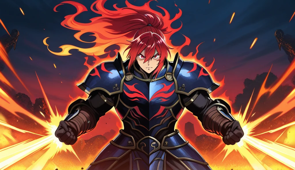 Red Hair,Red Armor,Mashu Kyrielight,youth,Huge muscles,Super huge penis
