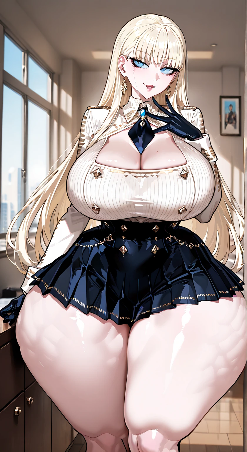 (Best quality), (detailed), (high res, 4k), chubby knight lady, white clothing, fair appearance, blonde long hair, cute face, big ass, wide hips, small belly, looking at viewer, sexy face, sexy pose, (19th cnetury britain), moaning, slightly chubby