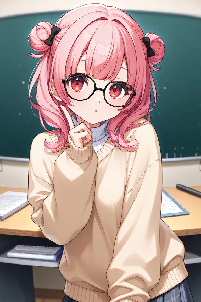 ((best quality)), ((highly detailed)), detailed face, beautiful face, , <lora:more_details:.2>, (1girl), (glasses), dynamic pose, upper body, ((pullover)), <lora:ddlc-10:1>, Natsuki, pink eyes, pink hair, short hair, bangs, swept bangs, hair ornament, hairclip, hair ribbon, two side up, blush, pouty lips, small breasts, ((pink clothes)), garter straps, garter belt, (inside, at a bar), <lora:fairydrop_art:1>
