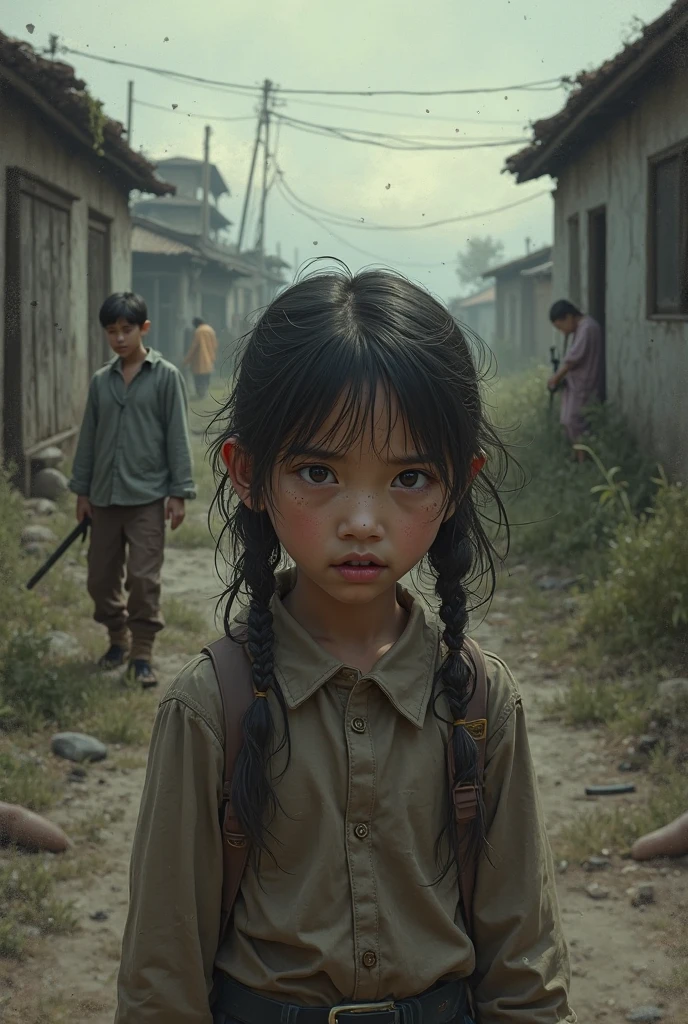 In the bustling Naga market, a lone child girl sells guns. Her eyes, windows to a hidden sorrow, send ripples of unease among villagers. They tread carefully, sensing the weight of her unspoken pain as they purchase her produce."