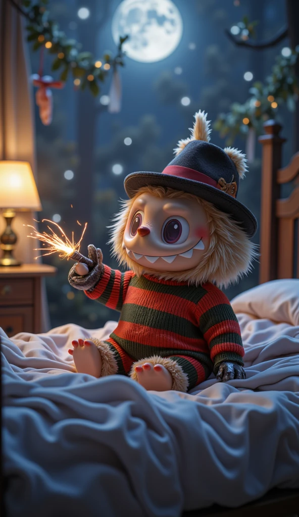 (knitted toy voodoo doll:1.7), (Voodoo Doll in a Home Alone Setting:1.3), (Clothing: casual kid's attire with a red sweater:1.0), (Accessories: enchanted toy emitting a playful glow, floating Christmas ornaments:1.1), (background: cozy suburban home with festive decorations, booby traps, and an atmosphere of holiday mischief:1.2), best quality, masterpiece, detailed soft oil painting, detailed background, dramatic cinematic lighting, soft edge lighting, professional, dramatic lighting, hard edge lighting, ultra quality, 4k, masterpiece, best quality, 8k, ultra high definition, high resolution, extremely detailed