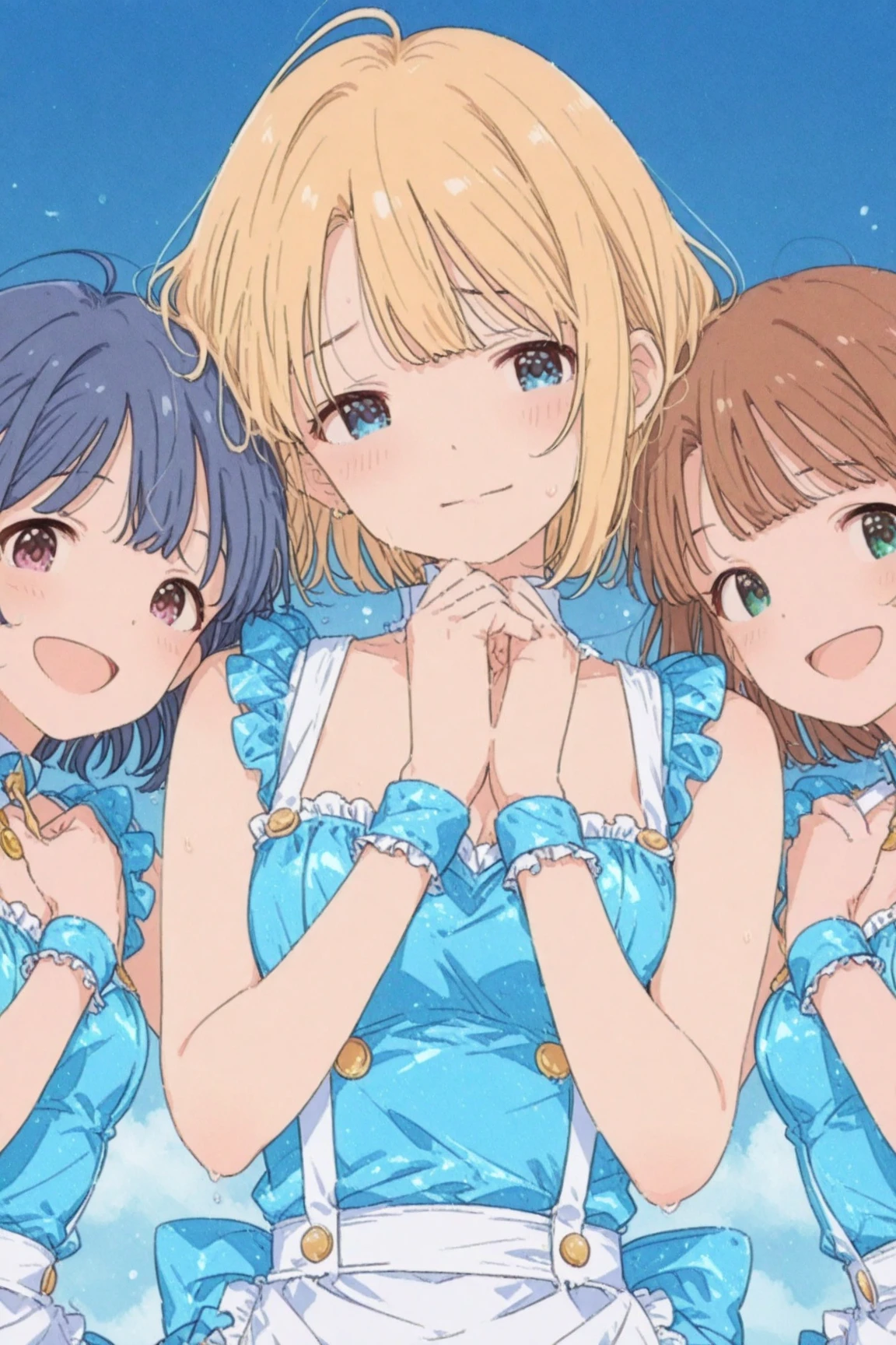A naked middle-aged man is groping the breasts of a small-breasted girl with black bob hair, a pure girl with erect nipples and pale pubic hair, wearing a floral bra, floral panties and a checked skirt, who is crying on a train and feeling embarrassed and scared and resisting.、whole body